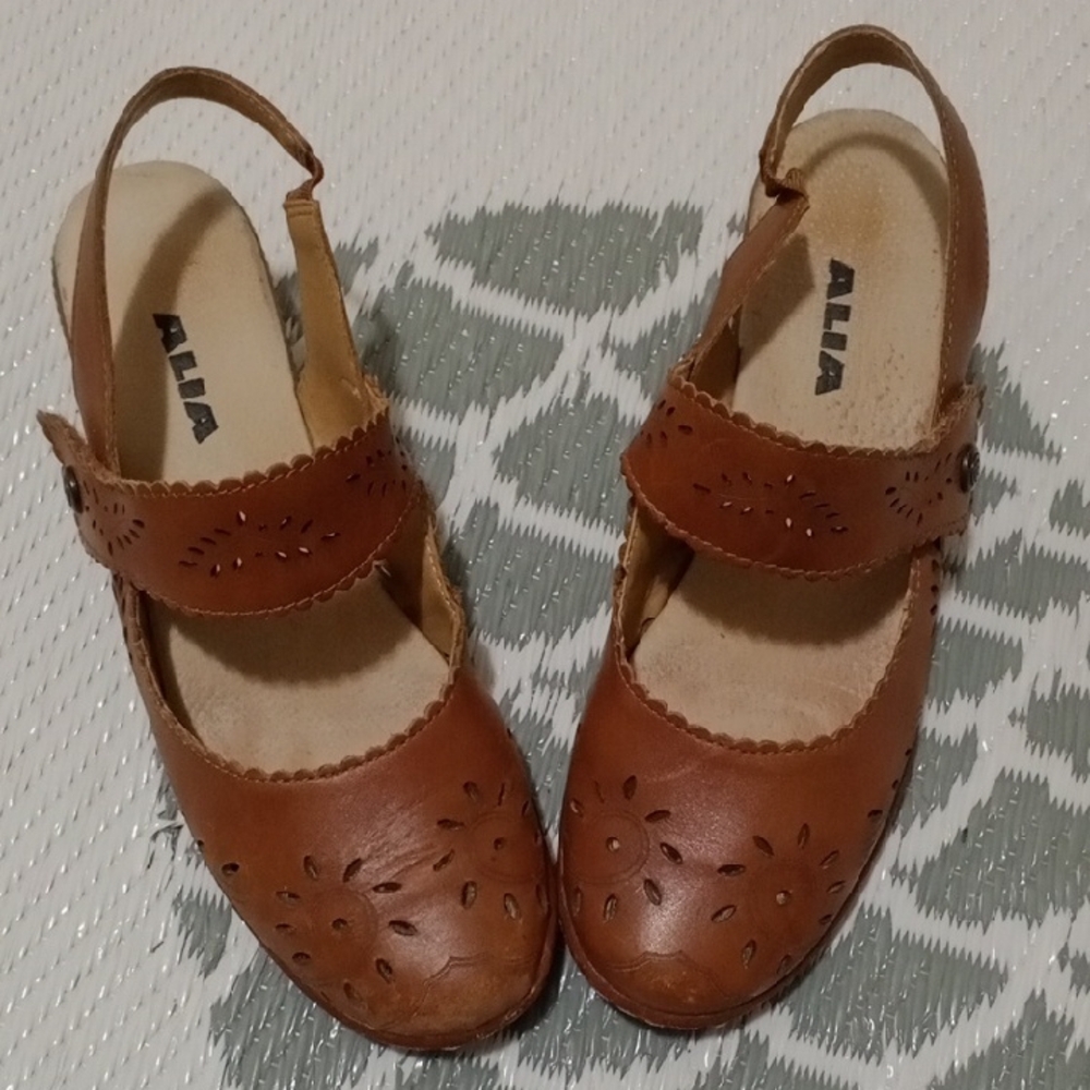 Alia Brown Dress Shoes with Broguing and Buckle Strap